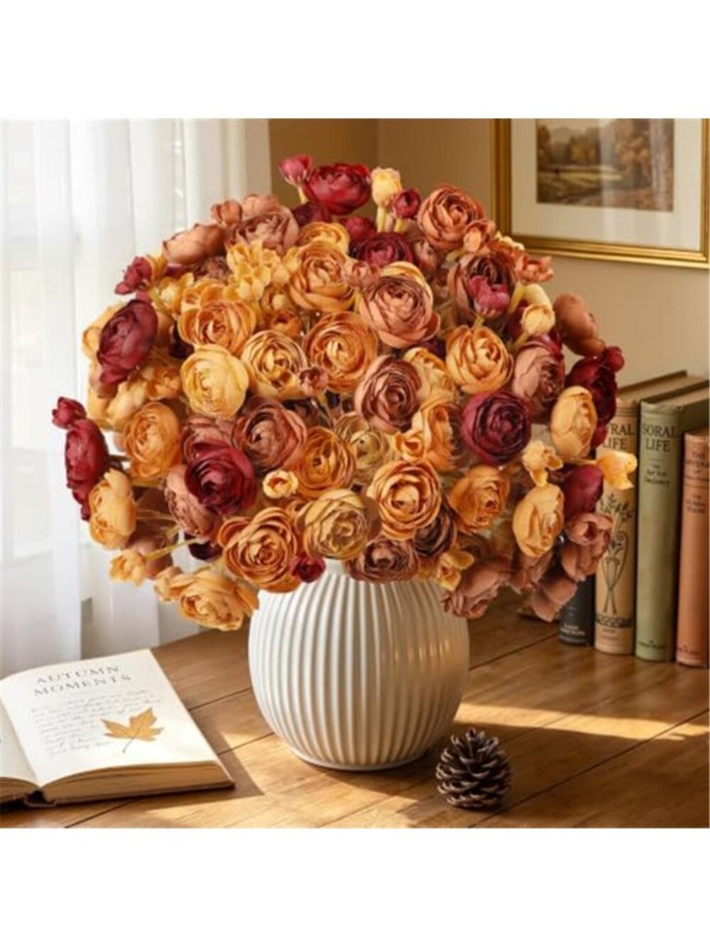 30Pcs Ranunculus Artificial Flowers Fall Faux Silk Mini Ranunculus - Picture 5 of 6